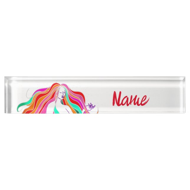 Multi-coloured long-haired goddess Thunder_Cove Nameplate (Front)