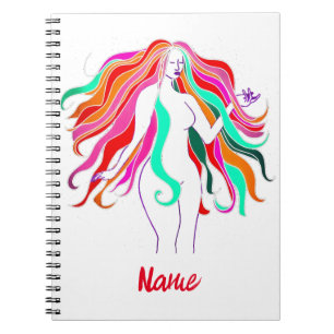 Multi-coloured long-haired goddess Thunder_Cove Notebook