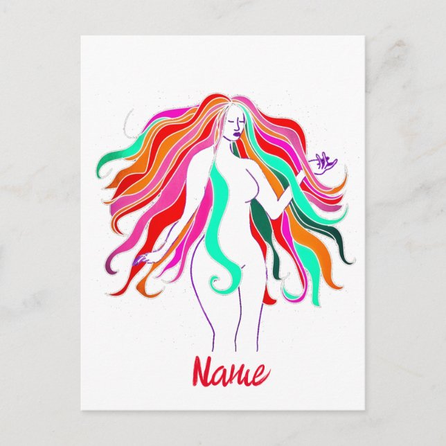 Multi-coloured long-haired goddess Thunder_Cove  Postcard (Front)