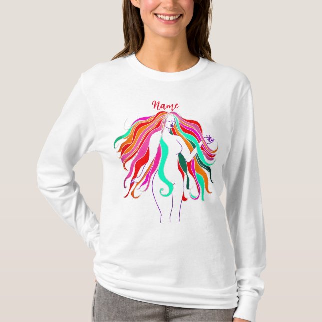Multi-coloured long-haired goddess Thunder_Cove  T-Shirt (Front)