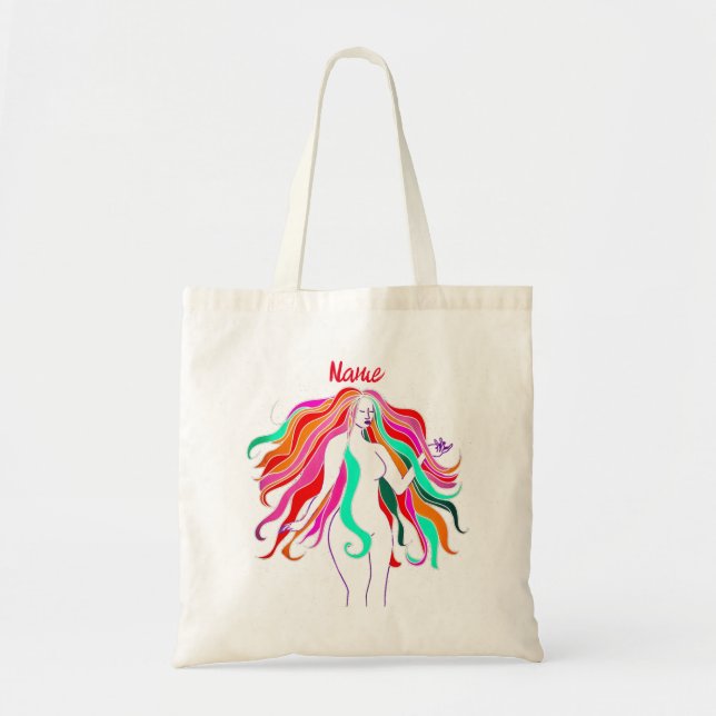 Multi-coloured long-haired goddess Thunder_Cove Tote Bag (Front)