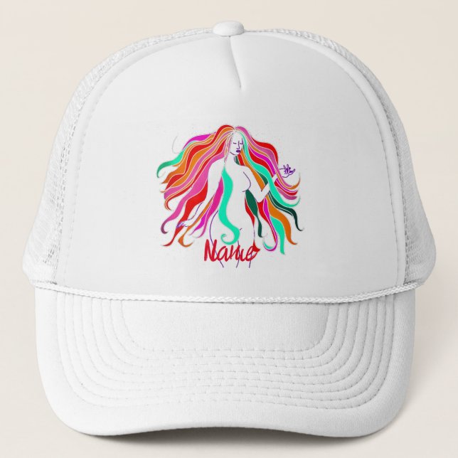 Multi-coloured long-haired goddess Thunder_Cove  Trucker Hat (Front)