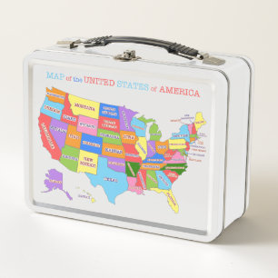 Multi-Coloured Map Of the United States Lunch Box