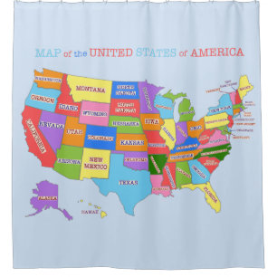 Multi-Coloured Map Of the United States Shower Curtain