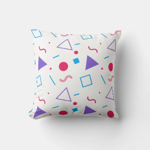 Multi Coloured Memphis Pattern White Classic    Cushion