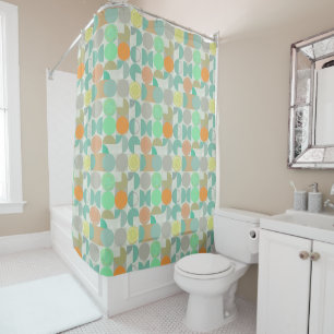 Multi-coloured modern geometric shower curtain