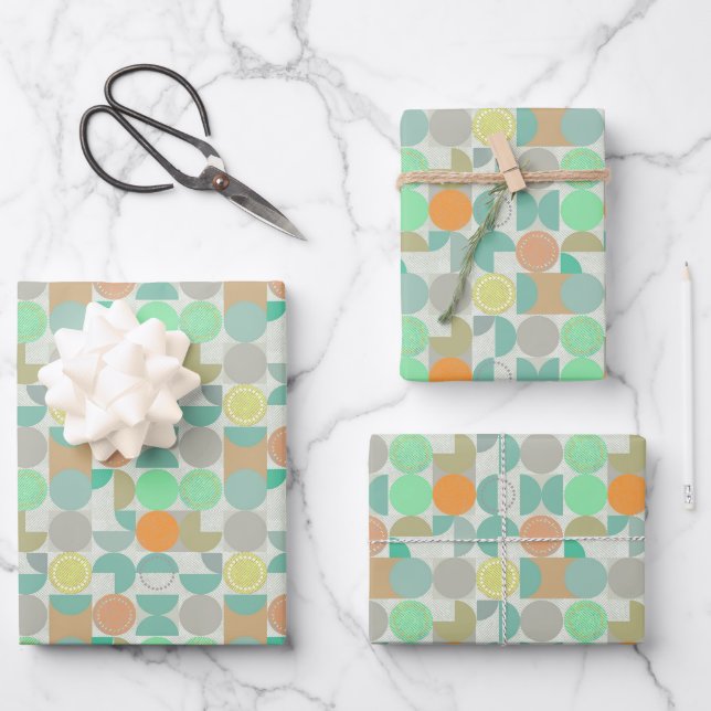 Multi-coloured modern geometric   wrapping paper sheet (Front)