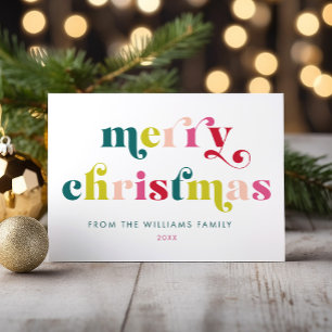 Multi Coloured Modern Merry Christmas  Holiday Card