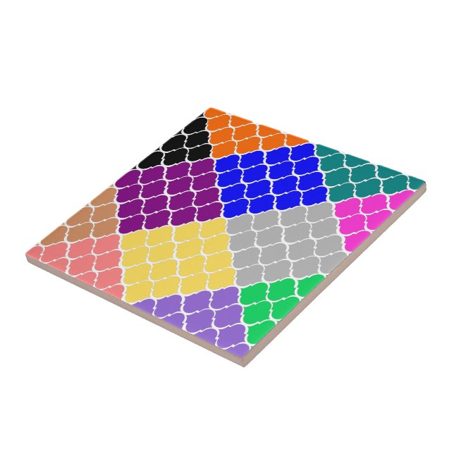 Multi Coloured Moroccan Style Ceramic Tile (Side)