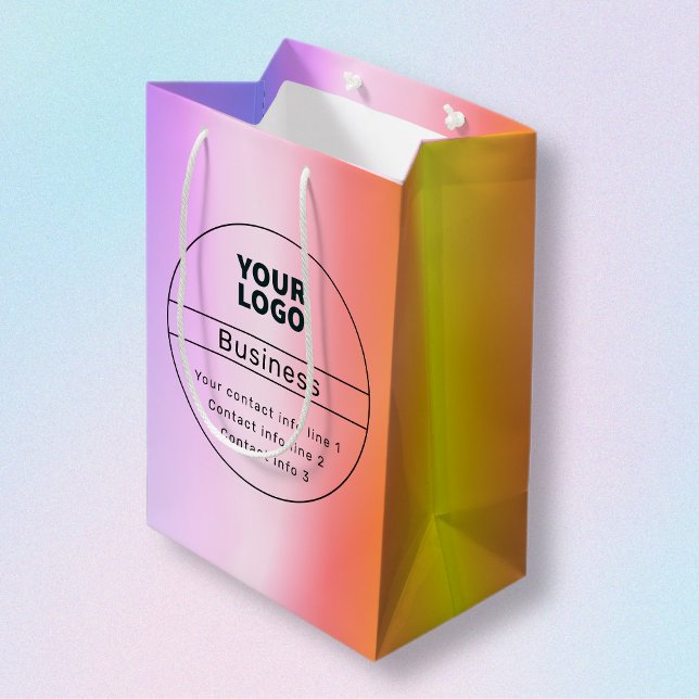 Multi-coloured Ombre & Business/Brand Contact info Medium Gift Bag (Creator Uploaded)