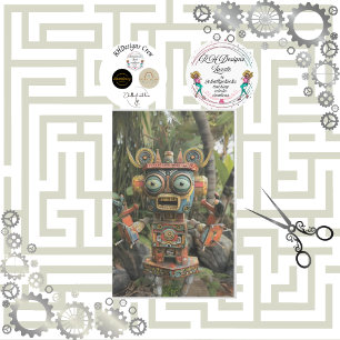 Multi coloured orange green robot decoupage tissue paper