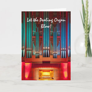 Multi-coloured organ pipes Christmas card
