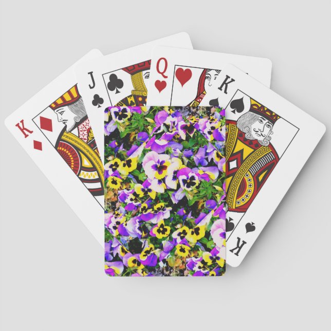 multi-coloured pansy flowers playing cards (Back)