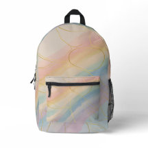 Multi-coloured Pastel Bookbag With Gold Lines
