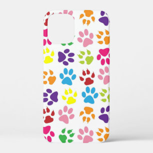 Multi-Coloured Paw Prints iPhone 12 Mini Case