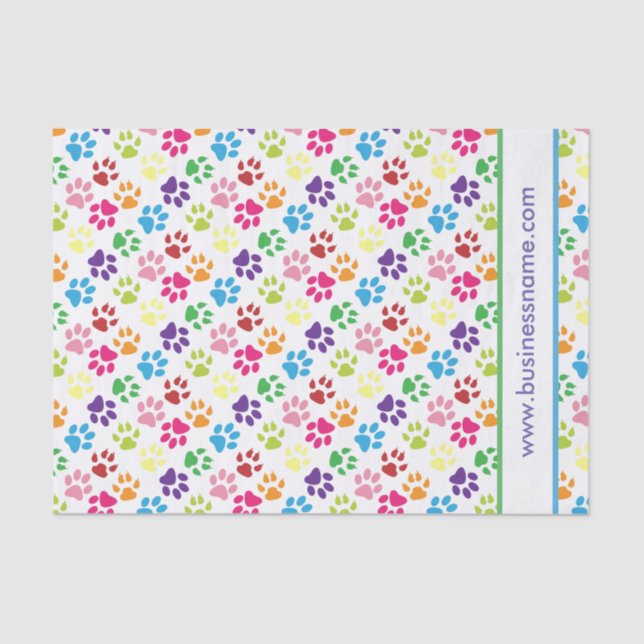 Multi-Coloured Paw Prints Tissue Paper (Front)