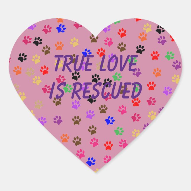 Multi-Coloured Pawprint Heart Sticker (Front)