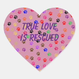 Multi-Coloured Pawprint Heart Sticker