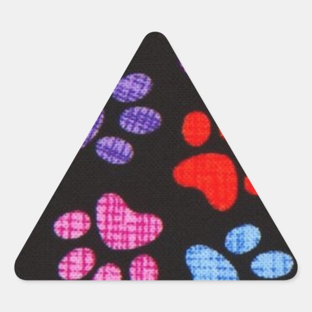 Multi-Coloured Paws Triangle Sticker (Front)