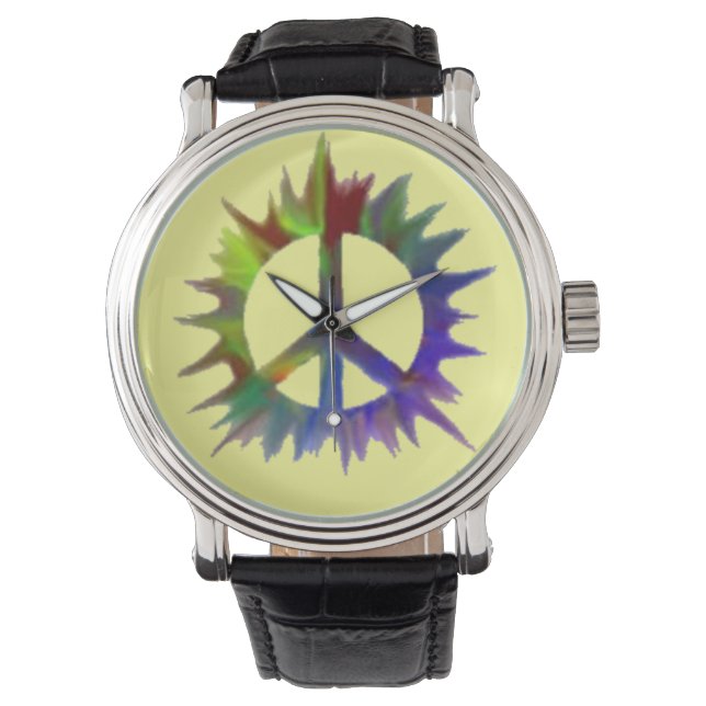 multi coloured peace symbol watch (Front)