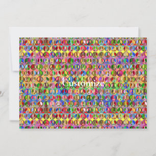 multi-coloured peace symbols pattern invitation