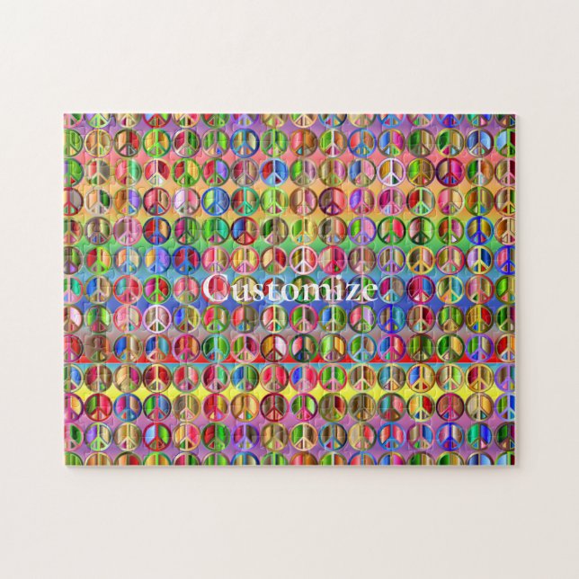 multi-coloured peace symbols pattern jigsaw puzzle (Horizontal)