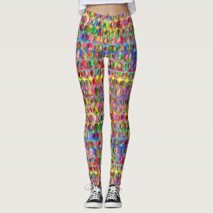 multi-coloured peace symbols pattern leggings