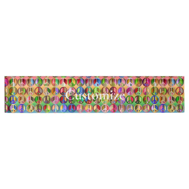 multi-coloured peace symbols pattern nameplate (Front)