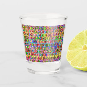 multi-coloured peace symbols pattern shot glass