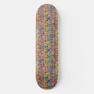 multi-coloured peace symbols pattern skateboard