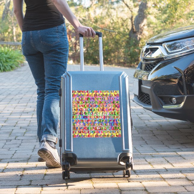 Multi-coloured peace symbols pattern Thunder_Cove  (Suitcase Insitu)