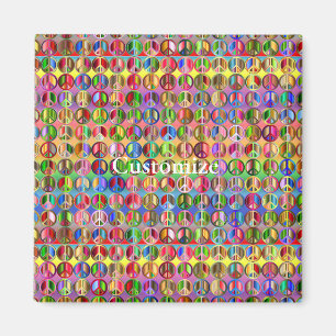 Multi-coloured peace symbols pattern Thunder_Cove Magnet