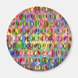 Multi-coloured peace symbols pattern Thunder_Cove Magnet