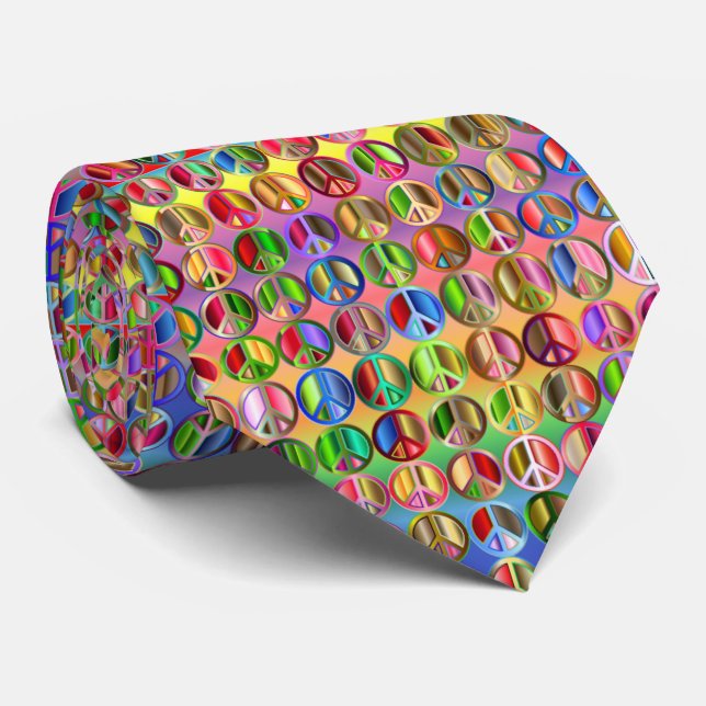 multi-coloured peace symbols pattern tie (Rolled)