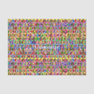 multi-coloured peace symbols pattern tissue paper