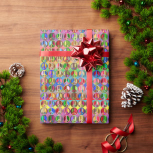 multi-coloured peace symbols pattern wrapping paper
