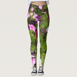 Multi Coloured Petunia Flower Leggings