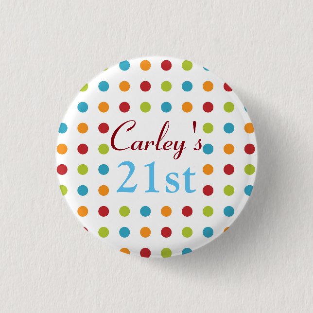 Multi-Coloured Polka Dots 3 Cm Round Badge (Front)