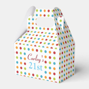 Multi-Coloured Polka Dots Custom 21st Birthday Favour Box