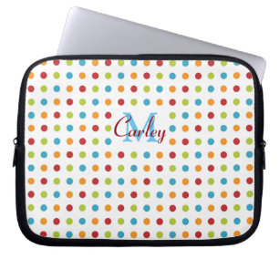 Multi-Coloured Polka Dots Personalised Laptop Sleeve