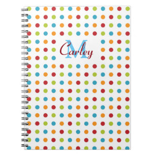 Multi-Coloured Polka Dots Personalised Notebook