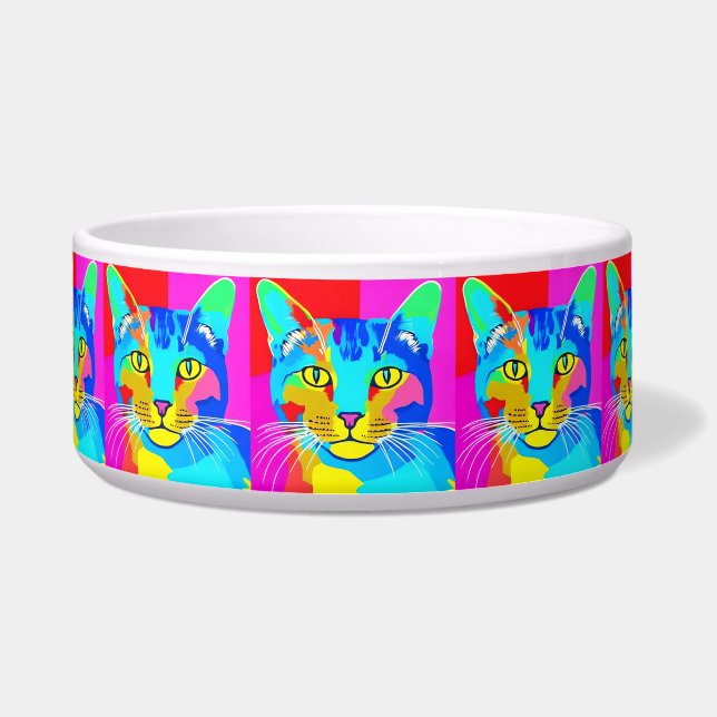 Multi Coloured Pop Art Cat Portrait (Front)