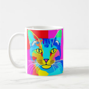 Multi Coloured Pop Art Cat Portrait   Coffee Mug