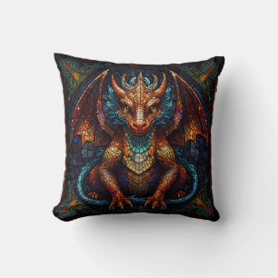 Multi Coloured rainbow Dragon  Cushion