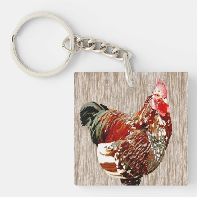 Multi Coloured Rooster Extrovert, Key Ring (Front)