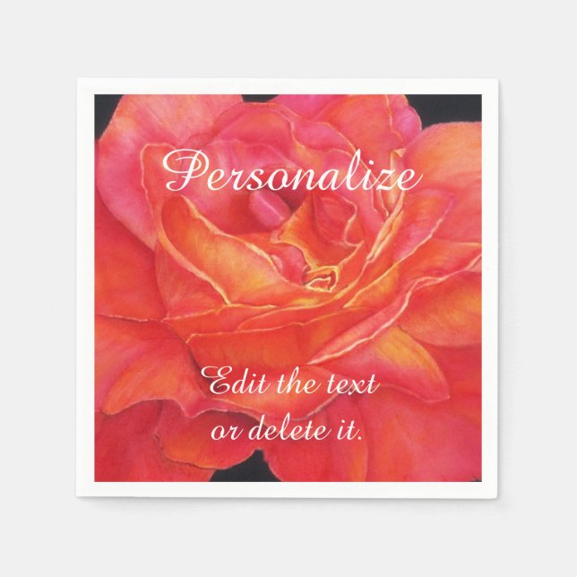 Multi-Coloured Rose-Paper Party Napkins (Front)