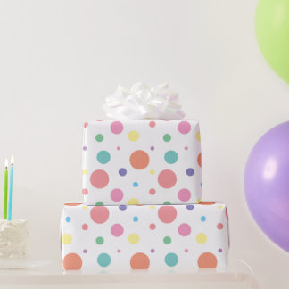 Multi-Coloured Scattered Polka Dot Wrapping Paper