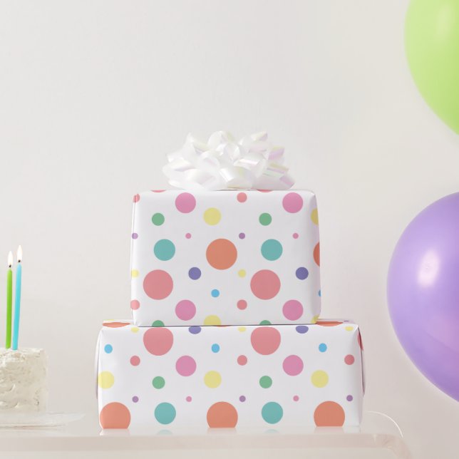 Multi-Coloured Scattered Polka Dot Wrapping Paper (Party Gifts)