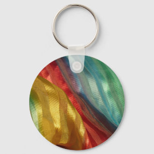 Multi Coloured Silken Cloth Key Ring