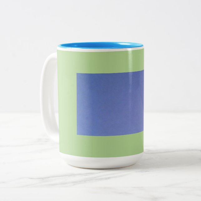 Multi Coloured Sky Blue Business Card Two-Tone Coffee Mug (Front Left)